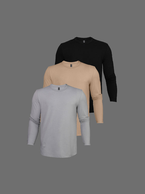 3-Pack Natural Tones Long Sleeve