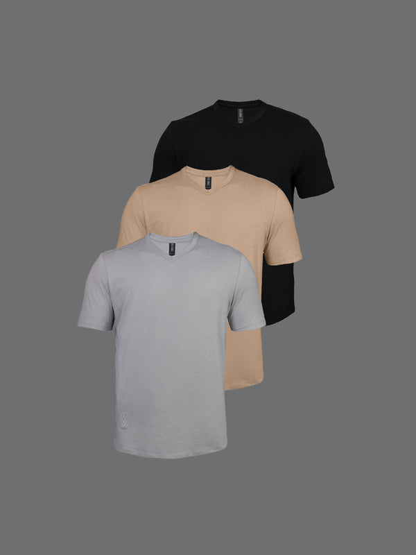3-Pack Natural Tones V-Neck